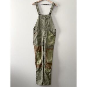 Denim & Supply Ralph Lauren Distressed Patchwork Overalls Army Green Size Small